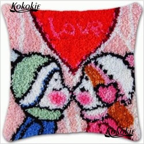 Latch Hook Pillow love couple 3d carpet Crocheting Rug Yarn Pillowcase cross stitch kits embroidery needlework sets Cushion Mat