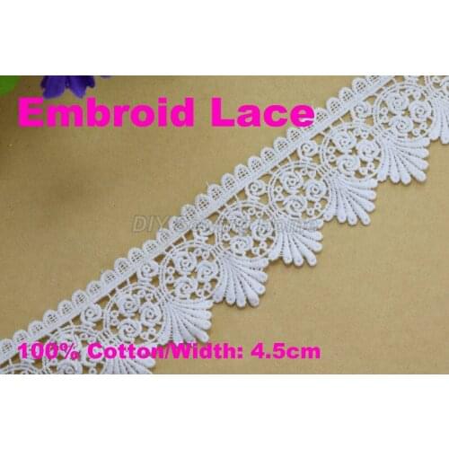 4.5cm width 100% cotton lace sewing ribbon guipure lace trim or fabric warp knitting DIY Garment Accessories free shipping#3268