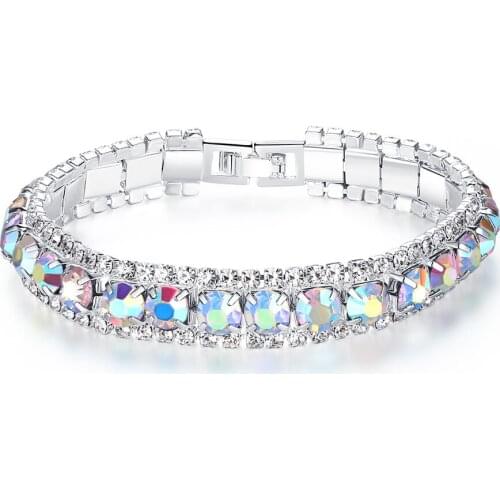 4 Colors Luxury Rose Gold Color Chain Link Bracelet for Women Ladies Shining AAA Cubic Zircon Crystal Jewelry