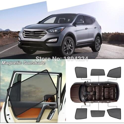 Car Full Side Windows Magnetic Sun Shade UV Protection Ray Blocking Mesh Visor For Hyundai Santa Fe