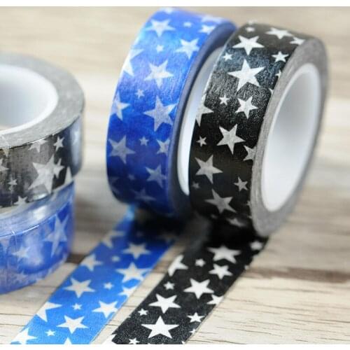 Free shipping washi tape/15mm*10m washi tape/color black and blue beautiful pentacle masking paper tape