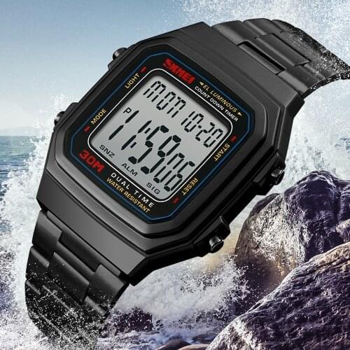 SKMEI Luxury Top Brand Watch Men Countdown Electronic Digital Sports Watches Waterproof Outdoor LED Men Watch Relogio Masculino