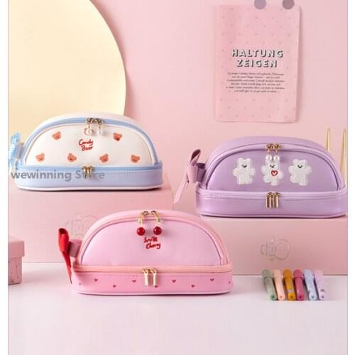 Large Capacity Pencil Case Simple Cute Portable School Stationery Bag Cute School Supplies Pencil Bag Ins Japanese Pencil Case