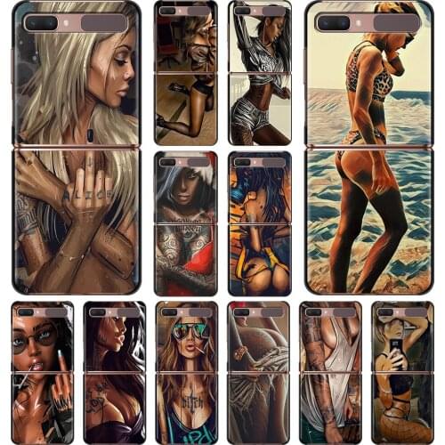 Phone Case For Samsung Galaxy Z Flip 5G Cover Silicone Shell Soft Fundas Black Coque Hot Sexy Sleeve Tattoo Girl