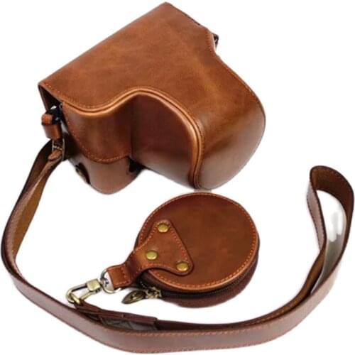 PU Leather case Camera Bag For Sony A7C ILCE-7C 28-60mm lens Camera Bottom Cover Half Body Case With Shoulder strap