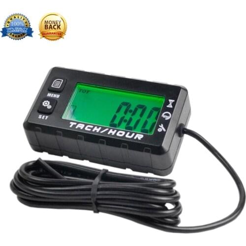 Hour Meter Digital Inductive Tachometer LCD with for Gasoline Engine ATV UTV Chainsaws Outboards Motor ATV Marine Generator