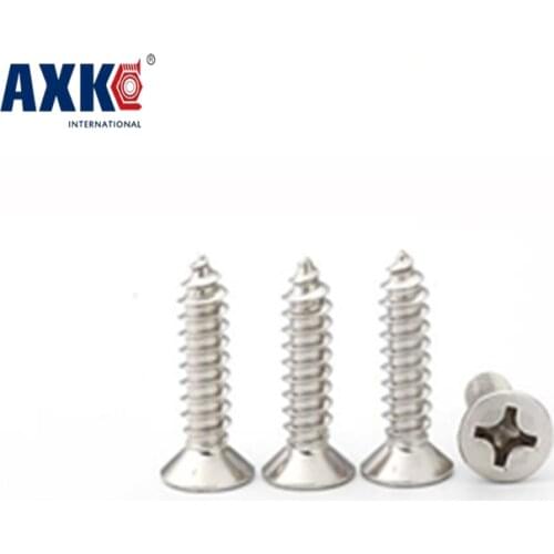 50pcs Din7982 Iso7050 M3.5 M4 M5 Stainless Steel 304 Cross Recessed Flat Head Screws Phillips Self-tapping Wood