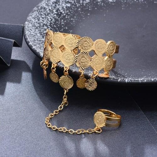 Ethiopian Dubai Arab Gold Color Coin Bangles For Boys Girls kids Aged 3-10 Bracelet Birthday Gift Jewelry Gift