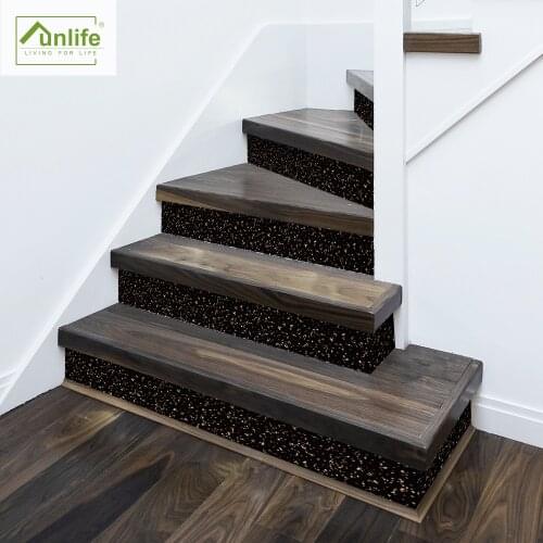 Funlife® Black Terrazzo Stair Stickers DIY Waterproof Easy to Clean Removable Floor Stickers for Stairway Bathroom Kitchen Decor
