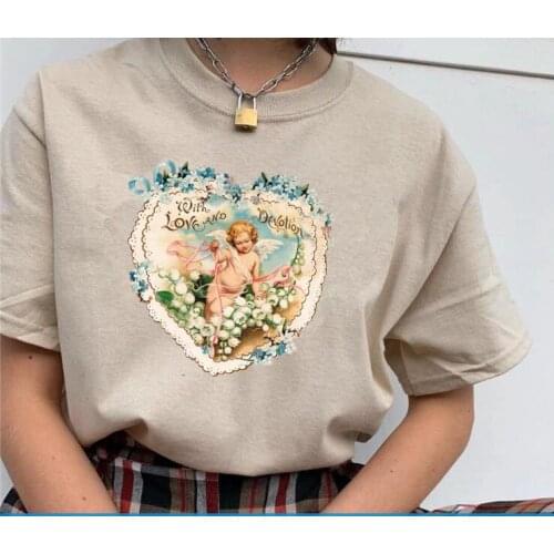 HAHAYULE-JBH All Kinds of Angels Kawaii T-shirt Summer Kawaii Angel Tshirt Angle Series Graphic Tee Korean Fashion Cotton