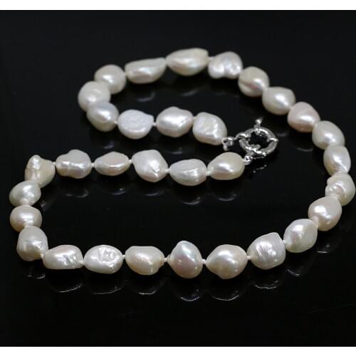 Hot sale white natural cultured freshwater irregular pearl beads 12-14mm beautiful women wedding necklace 18inch B1456