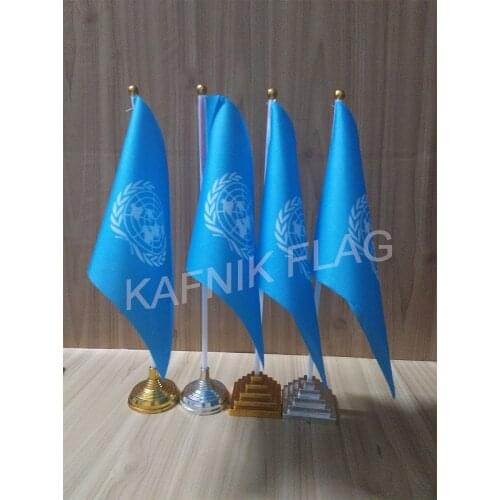 KAFNIK,5/10pcs a lot United Nations UN table desk flag banner 14*21cm flag /Plastic flags or suction cups for your choice