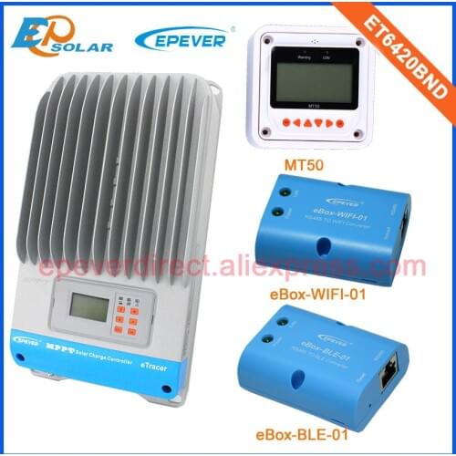 Mppt control charger solar 60A 60amp ET6420BND with wifi and BLE for mobile phone use and white MT50 remote meter
