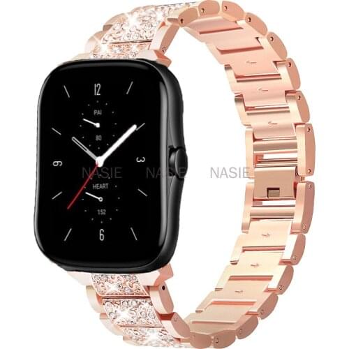 Metal Diamond Strap For Amazfit Bip Strap Metal Bracelet For Huami Amazfit Bip Lite S U GTS 2 Strap Band 42mm