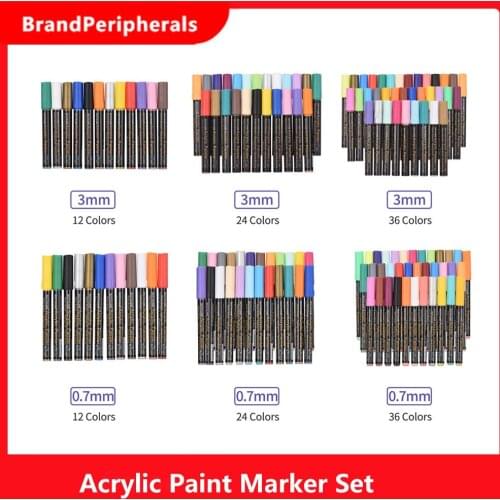 Acrylic Painter Set Bright Color Quick Dry Non Toxic Water Based Paint Pens for Rock Stone Metal Glass Wood Plastic Painting
