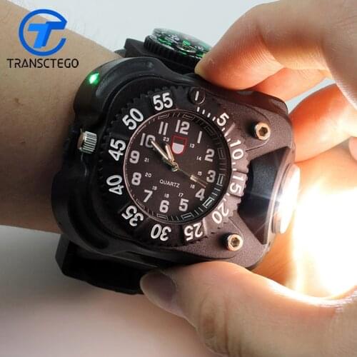 Watch wrist light waterproof personality lamp with strong light flashlight rechargeable night running lights