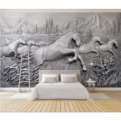 Custom mural in rolls 3d photo wallpaper Embossed Horse and Eight Horses home decor wallpaper for walls 3 d in the living room