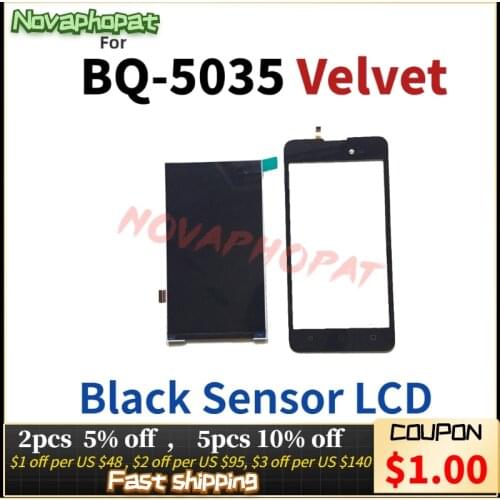 Novaphopat Black/Golden/White For BQ 5035 BQ-5035 Velvet BQS 5035 Touch Screen Digitizer Sensor LCD Display screen + tracking