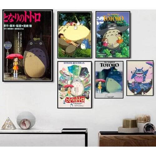 Poster Prints My Neighbour Totoro Ghibli Miyazaki Hayao Pop Japan Anime Art Painting Wall Pictures For Living Room Home Decor