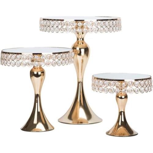 Metal Cake Stand Mirror Surface Storage Tray for Wedding Birthday Party Table Dessert Cupcake Pedestal Display Plate Home Decor