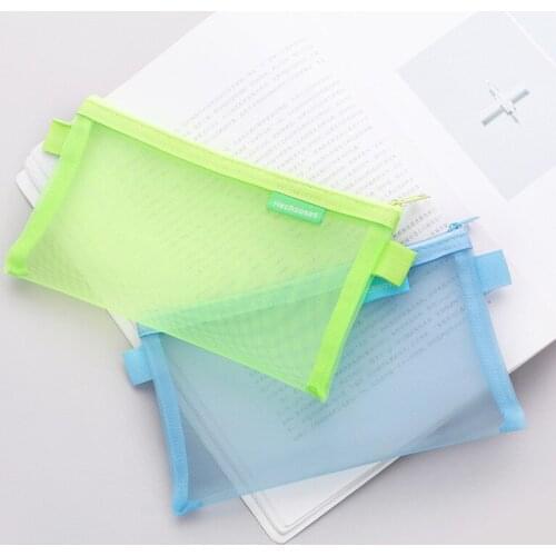 Simple Mesh Transparent Pencil Cases Large Capacity Pencil Case Pen Bags Box Student Creative Office Stationery School Supplies