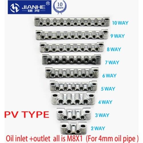 PV 4mm tube M8*1 Unidirectional gauge adjustable Oil Distributor/seperator valve/divider for CNC machine/centralized lubrication