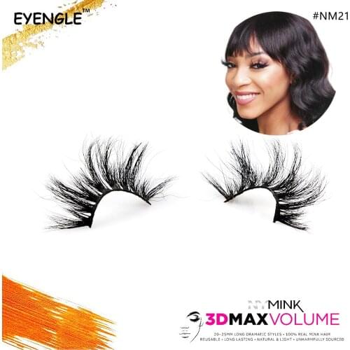 EYENGLE 3D Real Mink Eyelash Natural Thick Long Handmade 25mm Make Up False Eyelashes Reusable Extension Dramatic Volume Lash