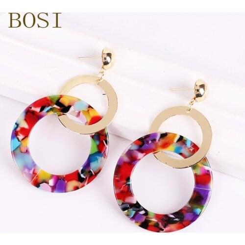 Earrings Fashion Acrylic Round Resin Metal Star Dangle For Women Punk Boho Design Shape Earring Statement Hanging Jewelry Small