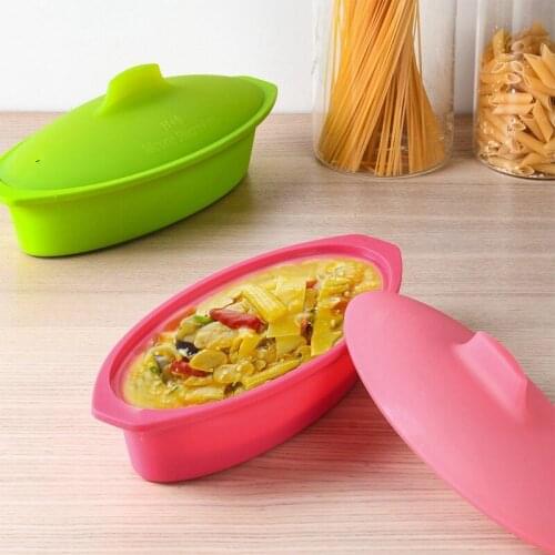 LBER 2 Pcs Silicone Steamed Fish Bowl,Silicone Steamer for Microwave Oven,Silicone Steamer with Lid,Kitchen Gadgets