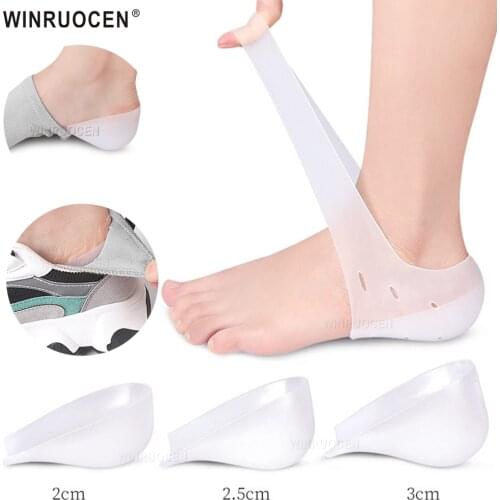 1.5cm 2.5cm 3.5cm Increase Height Silicone Gel Pads Heel Heightened Gel Insole In Socks Relieve Plantar Fasciitis Foot Care