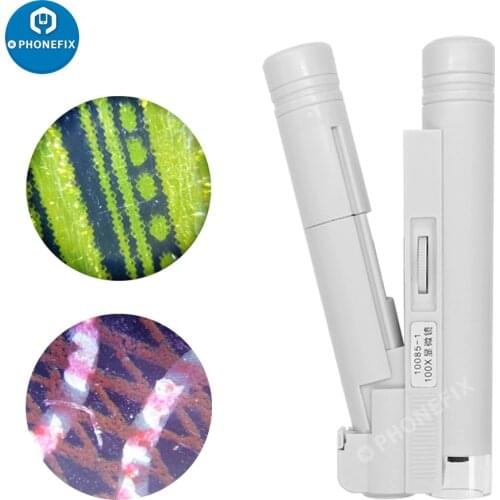 Mini Foldable Microscope 40X 80X 100X 150X White Portable Pocket Microscope LED Lamp Reading Scale Magnifier Magnifying Loupe