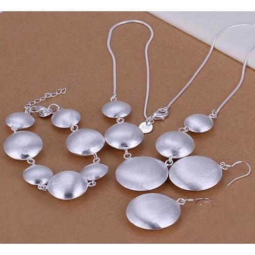 Factory price top quality jewelry silver plated jewelry sets silver plated necklace bracelet earring SMTS019