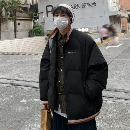 Winter padded jacket men women trend stand-up collar thickening couple Korean all-match casual hip hop preppy streetwear coat