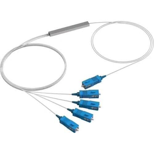 10pcs /lot 1x4 SC UPC Single Mode Fiber Optical PLC SplitterSC, UPC Single Mode Fiber Optical FTTH 0.9mm Mini PLC Splitter