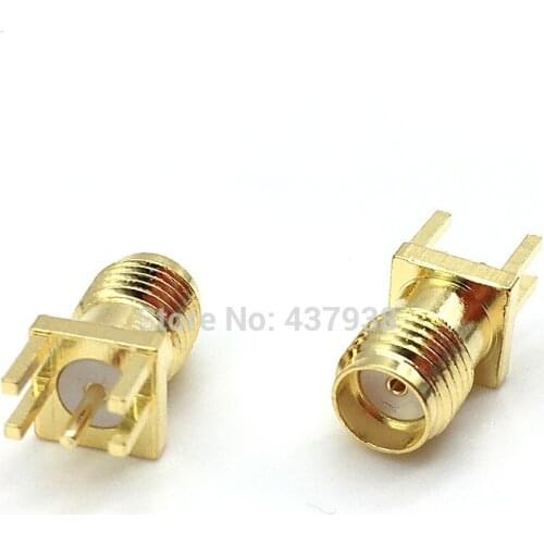 100pcs 1.6mm SMA Female Jack Solder Nut Edge PCB Clip Straight Mount Gold Plated RF Connector Receptacle