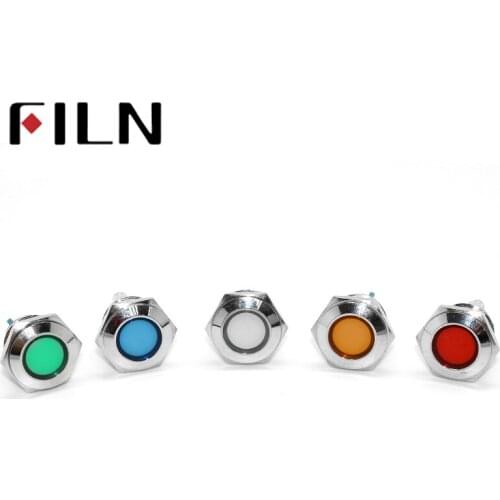 12v indicator light FILN 6v 24v 110v 220v 36v 48v red yellow blue green white led metal signal lamp with screw pins