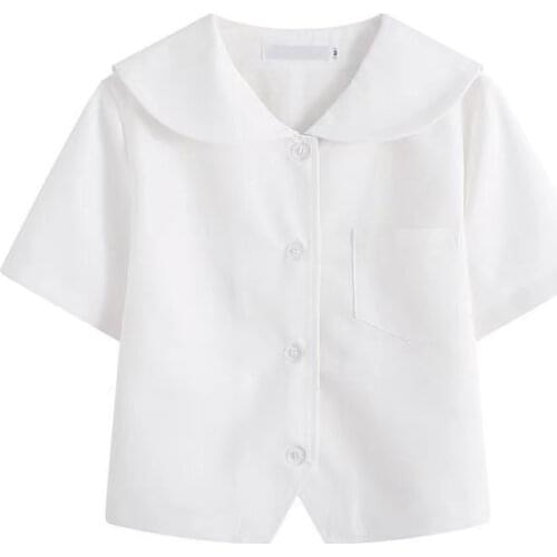 2020 Japanese School Uniform For Girls Long Sleeve White Shirt School Dress Jk Sailor Suit Tops Business Work Uniforms For Women
