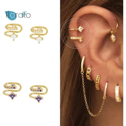 24k Gold-Plated /Silver U type Ear Cuff Micro Pave CZ Non Pierced Small Sized Girl Clip Earring Cuff Korean Earcuff Jewelry A40