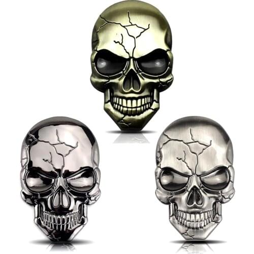 3D Metal Devil Skull Car Sticker Chrome Auto Badge Sticker Bumper Decal for Car SUV Truck Motorcycle Metal Emblem Badge Decal