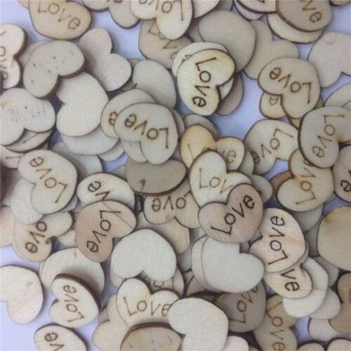 500PCS Unfinished Heart Wood Slices Embellishments Wooden Cutout Flatback Scrapbooking for Cardmaking Art Wedding Decor
