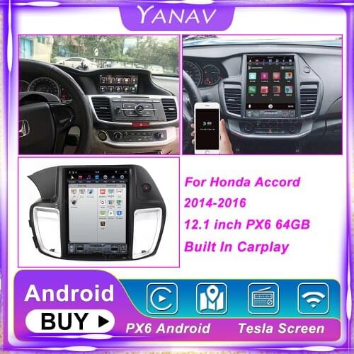12.1" PX6 Car Radio For Honda Accord Tesla Screen Android GPS Navigation Multimedia Player 2014-2017 Stereo Receiver Head Unit