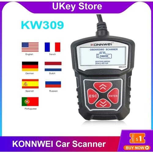 KONNWEI KW309 OBD2 Auto Diagnostic Scanner Tool OBDII/2 Code Reader EOBD Scanning Machine 7 Languages Car Scanner High Quality