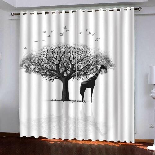 White curtains tree Customized 3d curtains new window balcony thickened windshield blackout curtains