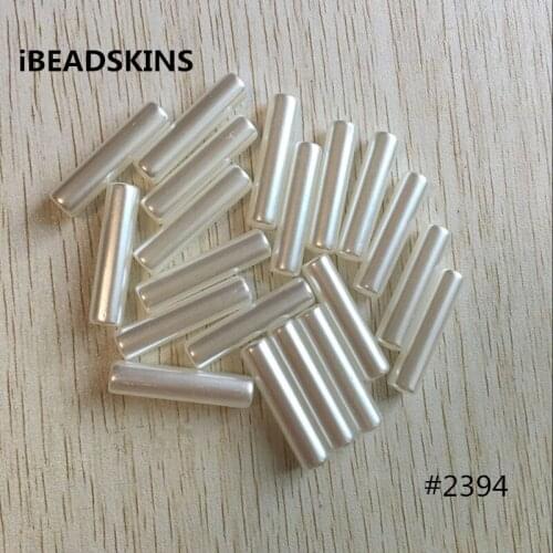 White color 34x8mm 300pcs/lot Acrylic Imitation pearl tubular shape Beads for Jewelry DIY #2394(Design as shown)