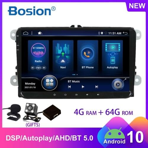 Bosion 4G+64G 9" Android10 Car DVD GPS Navigation For Volkswagen GOLF 4 5 6 POLO PASSAT TIGUAN with autoplay DSP WIFI BT5.0 USB