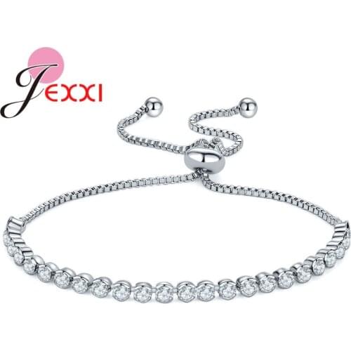 Brand Women 925 Sterling Silver Bracelets Round AAA Cubic Zirconia Bracelets Elegant Pulsera Mujer Jewelry Friendship Gift