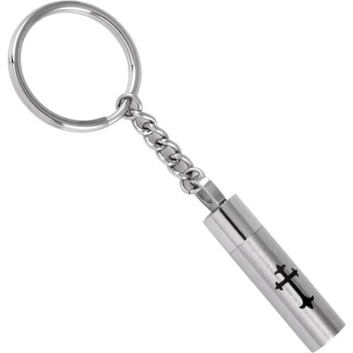 IJK2018 Cross Cylinder Key Rings Stainless Steel Personalized Keychain Ashes Keepsake Holder Jewelry