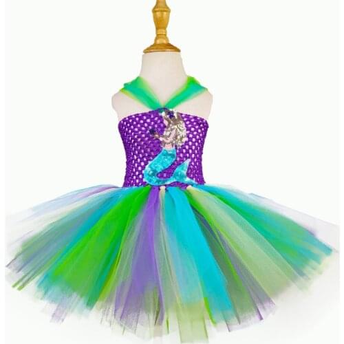 Baby Girls Sequin Mermaid Princess Tutu Dress Kids Crochet Tulle Dress Children Birthday Party Costume Cosplay Cartoon Dresses
