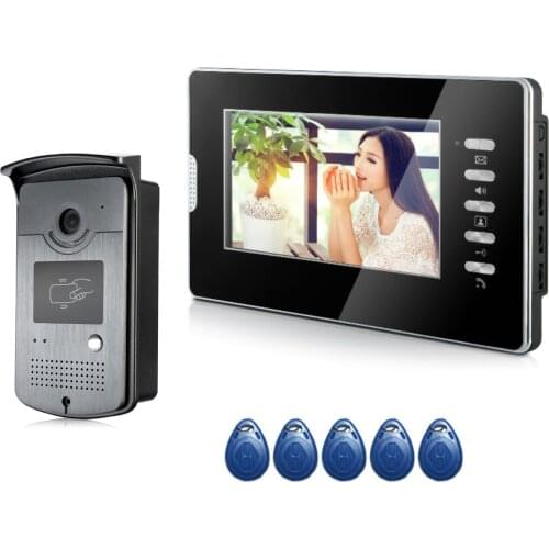 7" RFID Video Door Phone Intercom Doorbell Wired Access Entry System Remote Unlock Night Vision 1000TV Lines