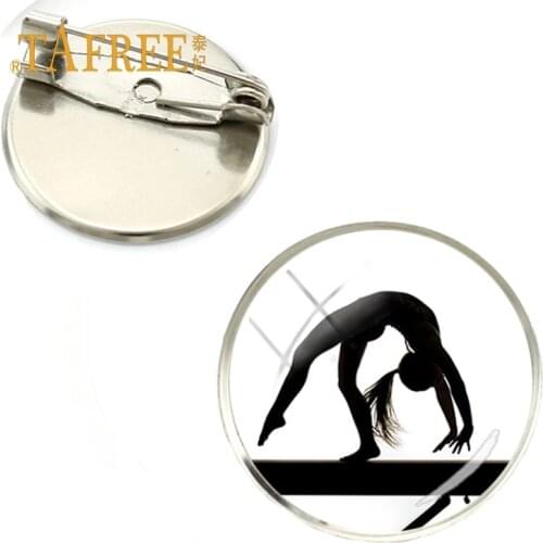 TAFREE Fashion picture Freestyle gymnastics Brooch Strength and balance gymnastics Sports competition pin jewelry GY190